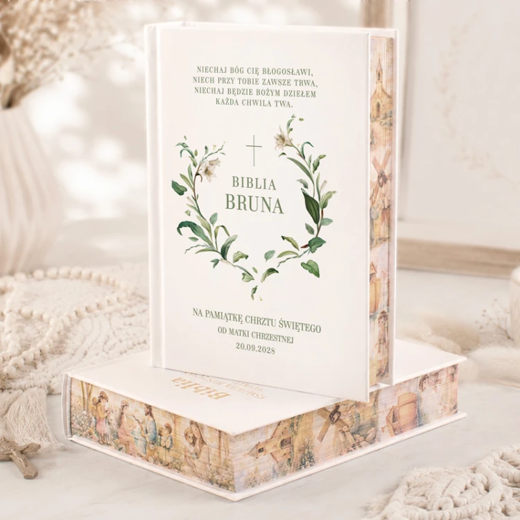 Biblia personalizowana pamiątka ze zdobieniem