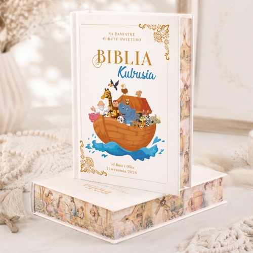 Biblia dla dziecka personalizowana z barwionymi brzegami