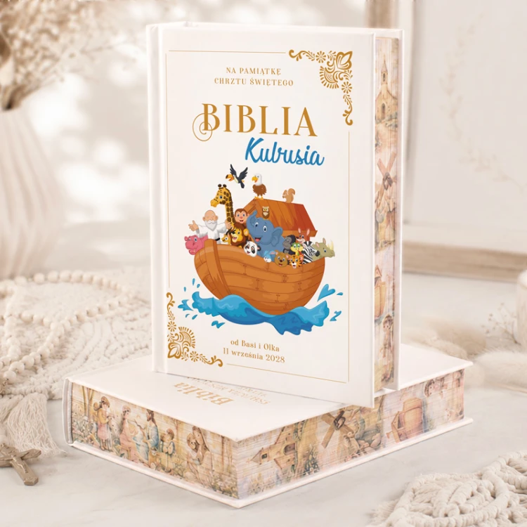 Biblia dla dziecka personalizowana z barwionymi brzegami