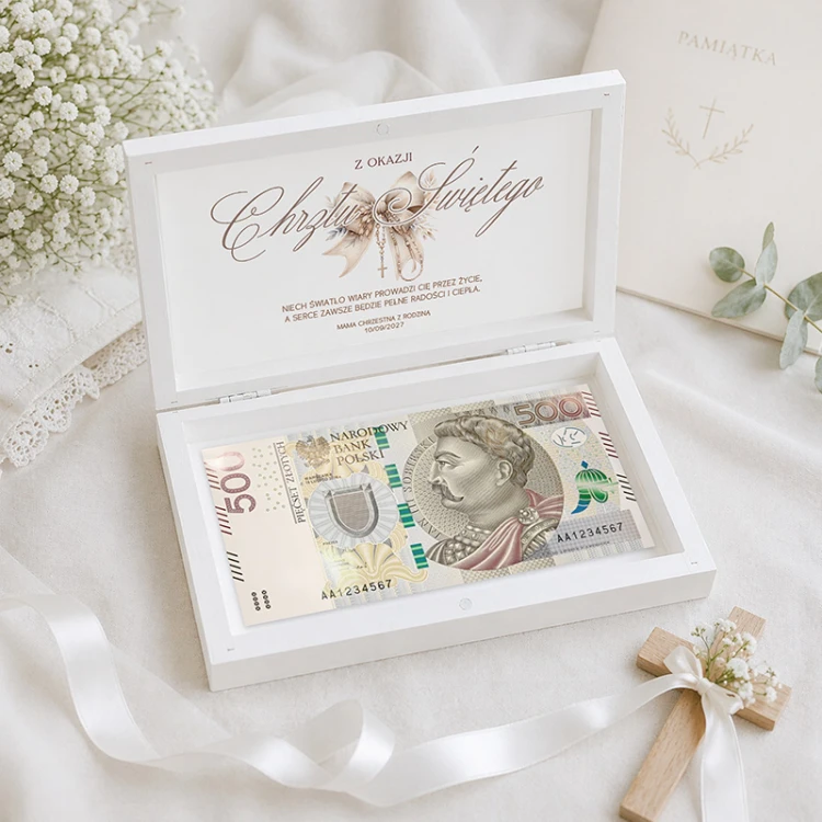Personalizowane pudełko zamiast koperty na Chrzest