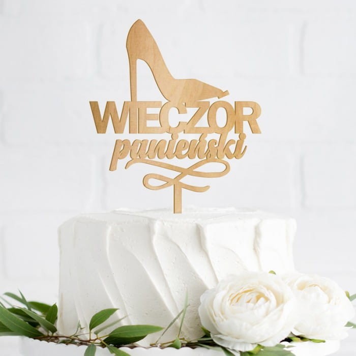 TOPPER na tort z napisem Wieczór Panieński But na wysokim obcasie