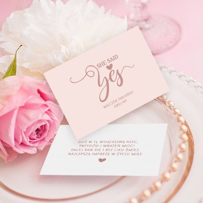 BILECIKI na Wieczór Panieński personalizowane She Said Yes! 10szt