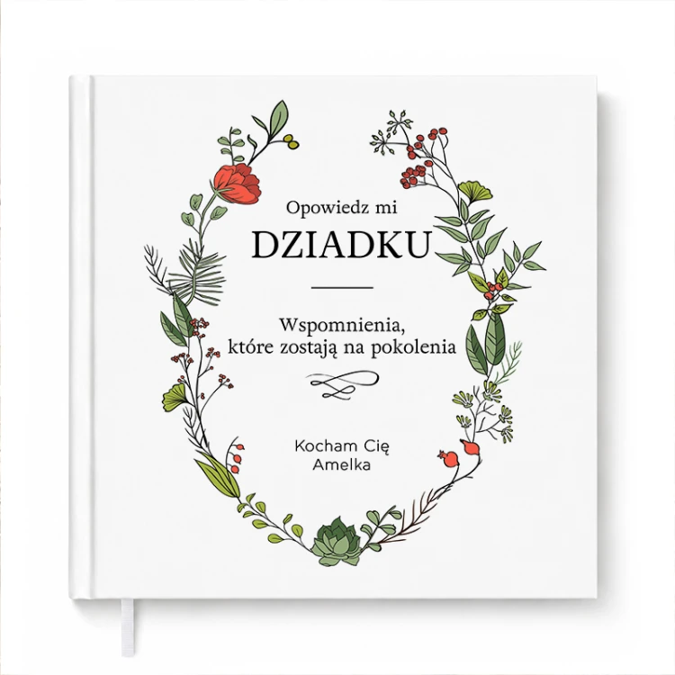 Książka dla dziadka z ponad 130 pytaniami o wspomnienia i rodzinę.