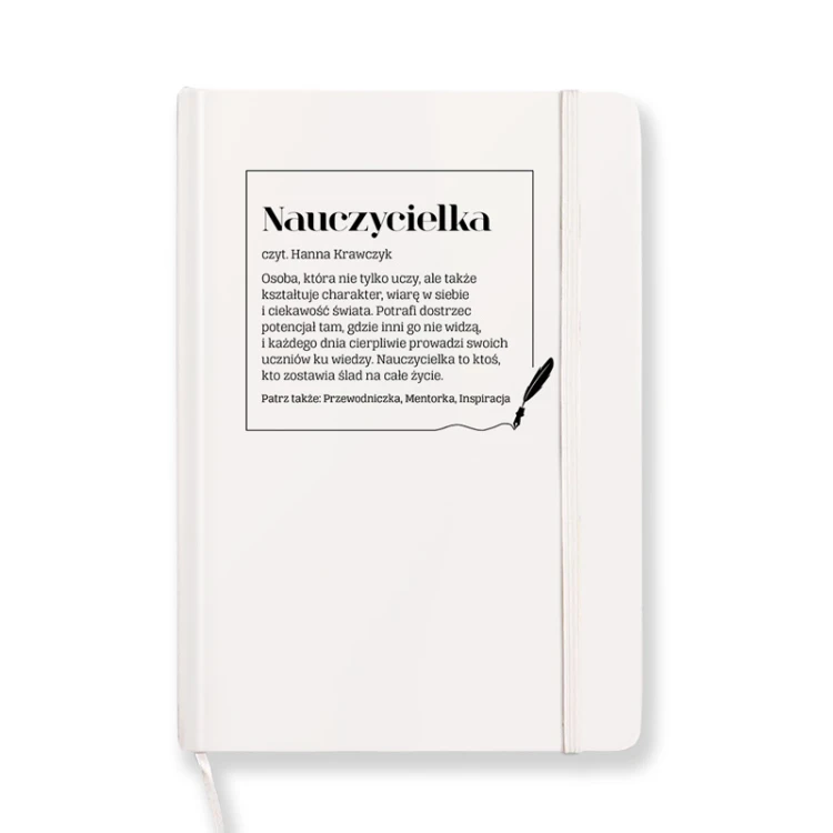 Personalizowany notatnik z definicją zawodu nauczyciela.