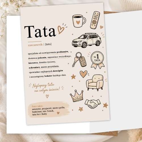 Personalizowana kartka na Dzień Taty z definicją taty
