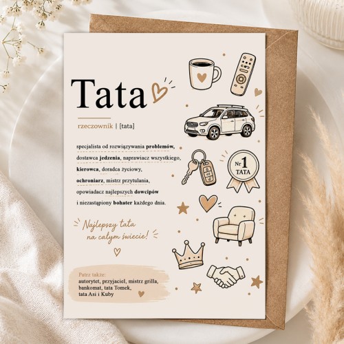 Personalizowana kartka z definicją taty na Dzień Ojca