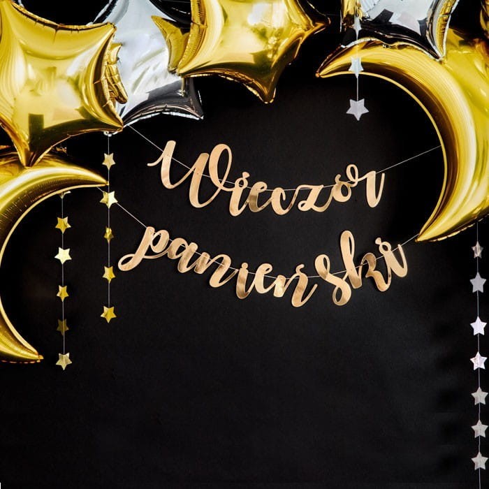 BANER wieczór panieński ZŁOTE lustrzane litery
