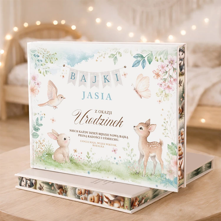 Personalizowane BAJKI i WIERSZE Prezent na Urodziny Dziecka z elegancką twardą oprawą.