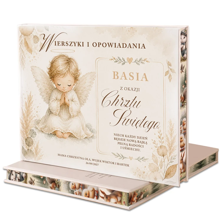 Książka z bajkami dla dziecka na chrzest w twardej, personalizowanej oprawie.