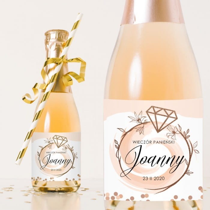 ETYKIETY na Mini Szampany personalizowane Powiedziałam Tak! 10szt