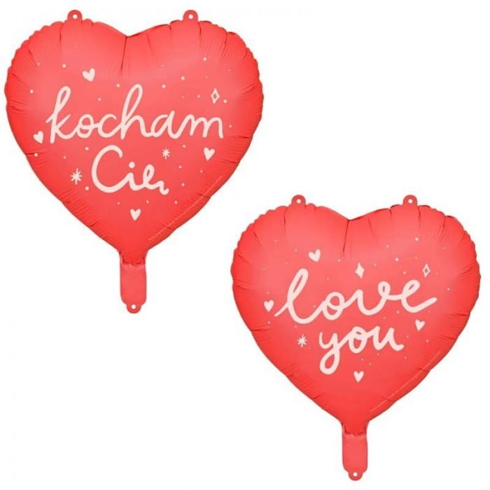 BALON czerwone serce z napisem Kocham Cię Love You
