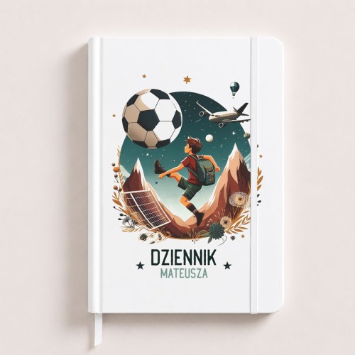 Notatnik dla piłkarza z personalizacją imienia dziecka.