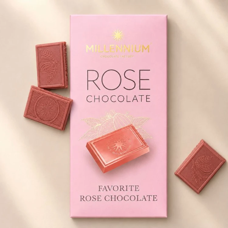 Różowa czekolada Rose Chocolate to elegancki słodki prezent dla kobiety na urodziny, imieniny lub Dzień Kobiet.