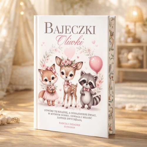 Personalizowana książka bajki dla dziewczynki to prezent z imieniem, dedykacją, podpisem i datą na okładce.