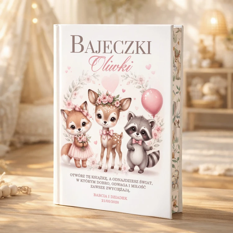 Personalizowana książka bajki dla dziewczynki to prezent z imieniem, dedykacją, podpisem i datą na okładce.