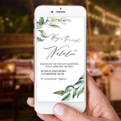 ZAPROSZENIE cyfrowe na panieński Zielone Gałązki