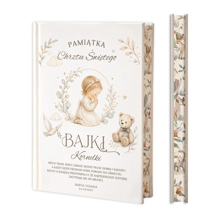 Książka z bajkami i dedykacją to elegancki prezent na Chrzest Święty dla małej dziewczynki.