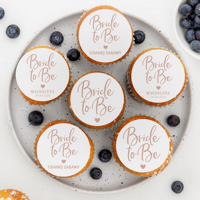 OPŁATKI na muffinki babeczki na wieczór panieński Bride to Be 12szt