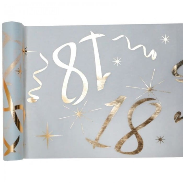 BIEŻNIK obrus biały ze złotą 18 Dekoracja na stół 30cmx5m