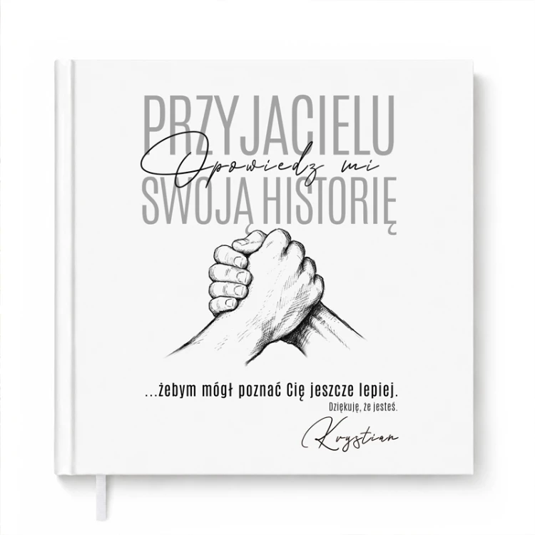 Książka Opowiedz Mi dla przyjaciela na białym tle.