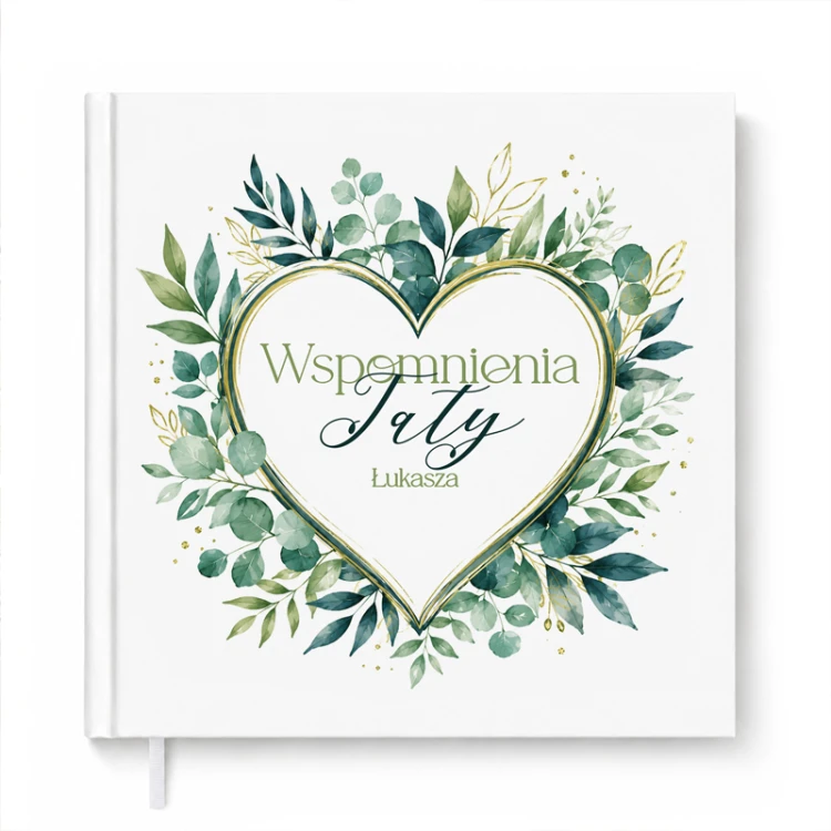 Personalizowana księga wspomnień dla taty na białym tle.