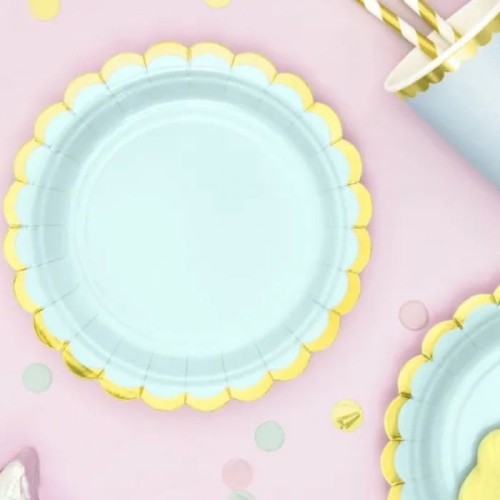 TALERZYKI papierowe z metalizowanym brzegiem 6szt MIĘTOWE