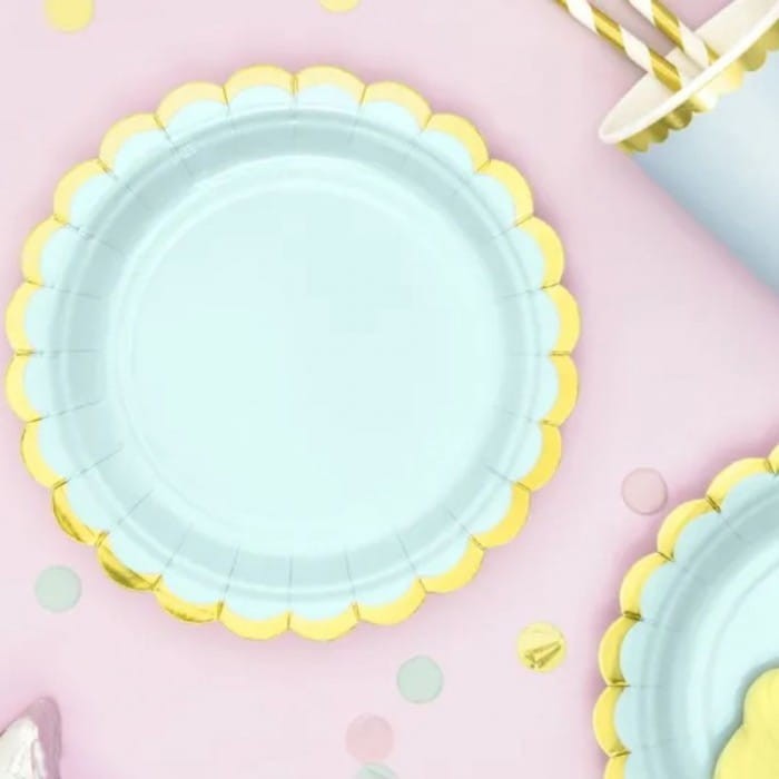 TALERZYKI papierowe z metalizowanym brzegiem 6szt MIĘTOWE