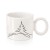 Personalizowany ceramiczny kubek z choinką i imieniem na białym tle.