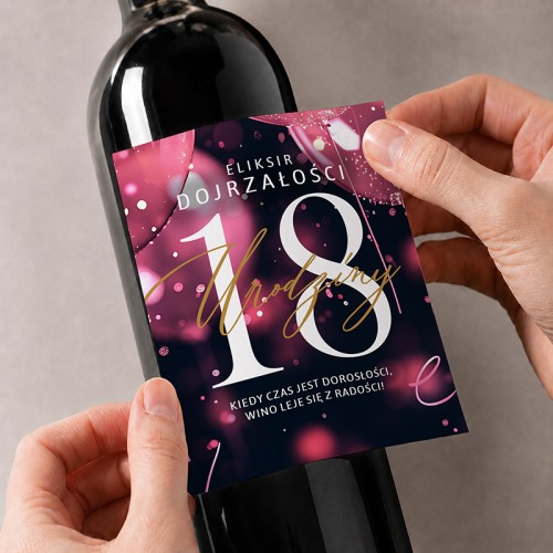 Etykieta na alkohol na 18 urodziny.