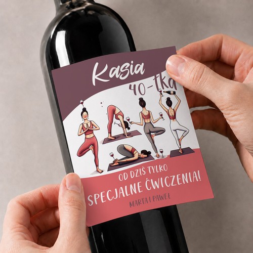 Etykieta na alkohol dla dziewczyny kochającej ćwiczenia.