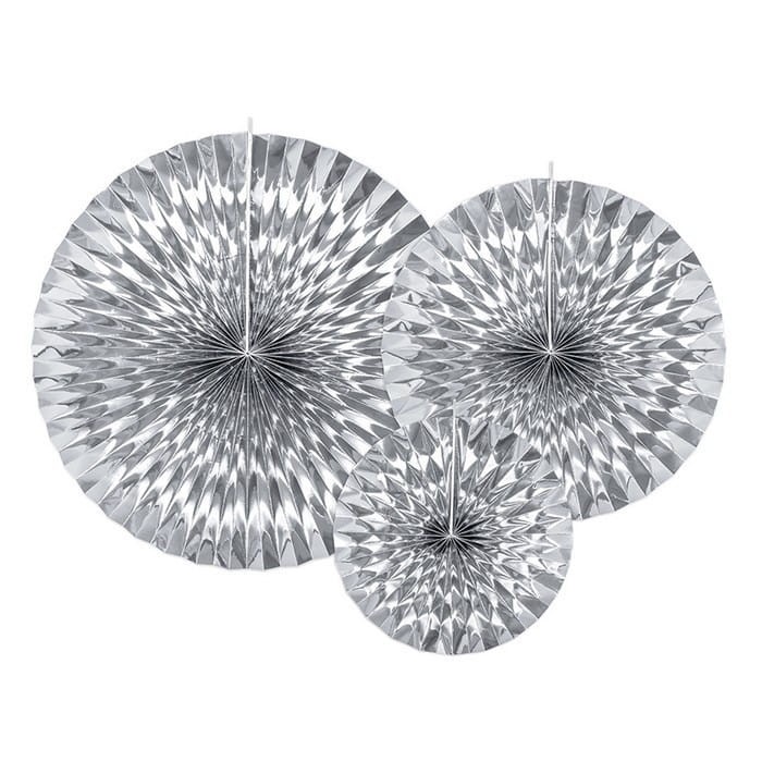 ROZETY dekoracyjne metaliczne 3szt SREBRNE