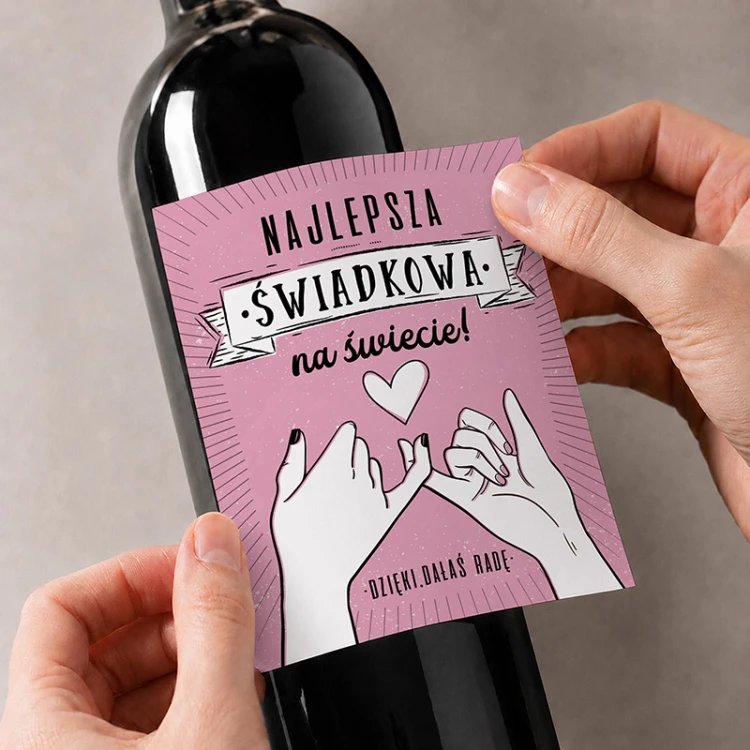 Etykieta na alkohol podziękowanie dla świadkowej