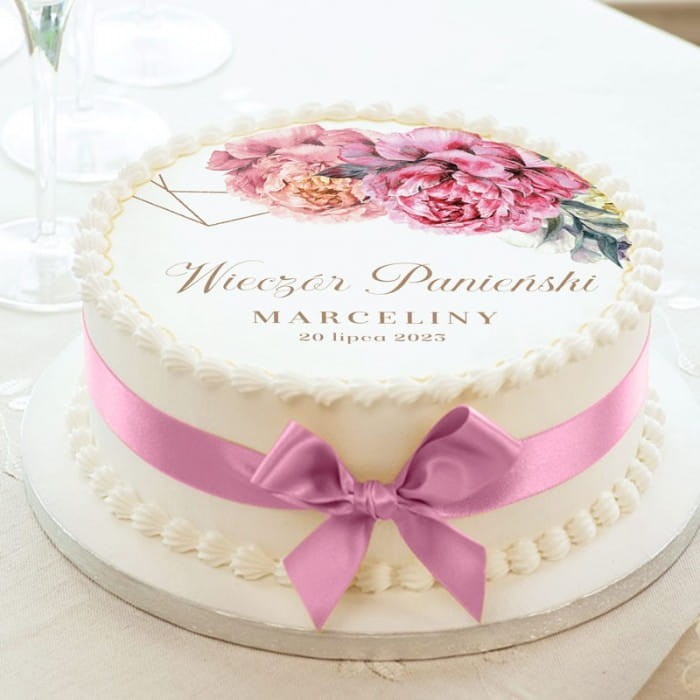 OPŁATEK na tort personalizowany Sweet Peony Ø20cm