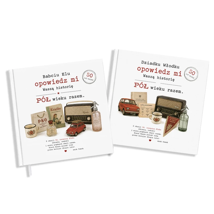 Zestaw książek Opowiedz mi dla babci i dziadka w twardej oprawie to pomysł na prezent z okazji złotych godów.