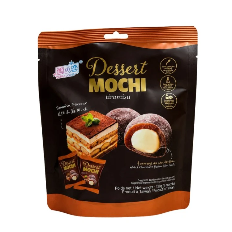 Opakowanie zawiera osiem sztuk mochi tiramisu o łącznej masie 120 g.