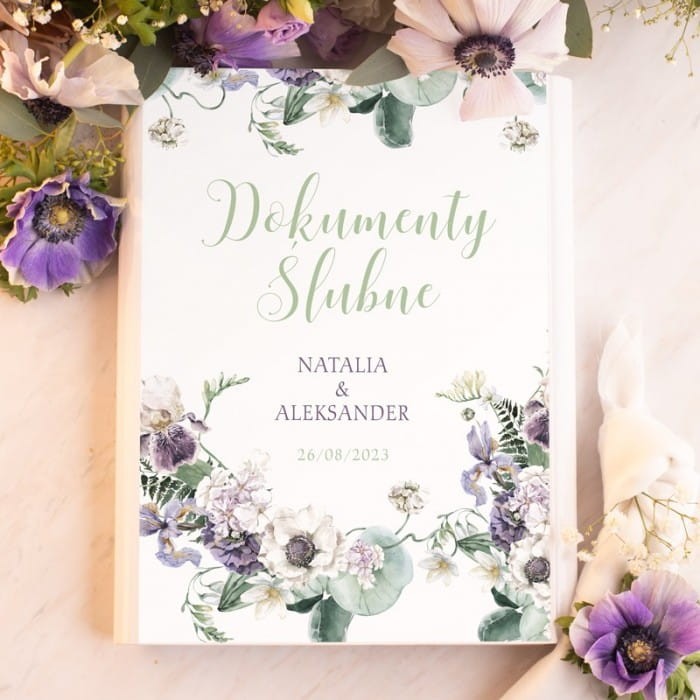 TECZKA na dokumenty ślubne Kwiaty