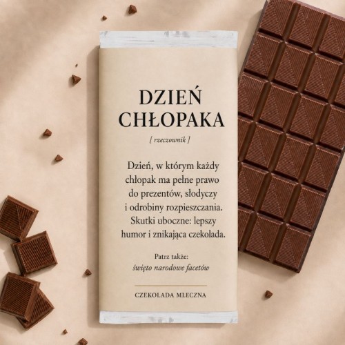 Czekolada mleczna z definicją prezent na Dzień Chłopaka