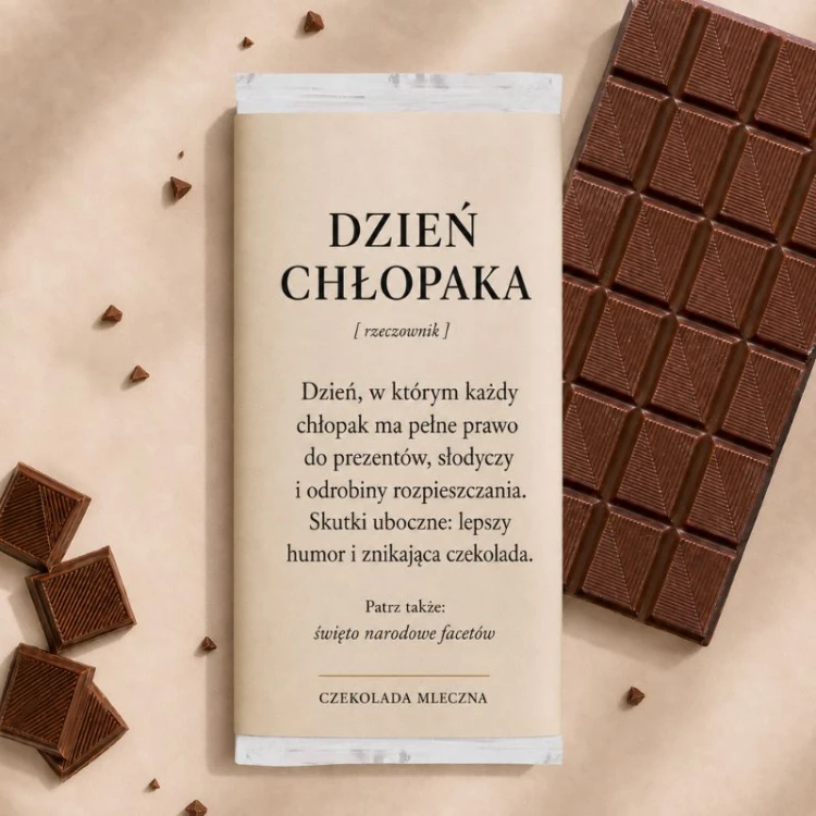 Czekolada mleczna z definicją prezent na Dzień Chłopaka