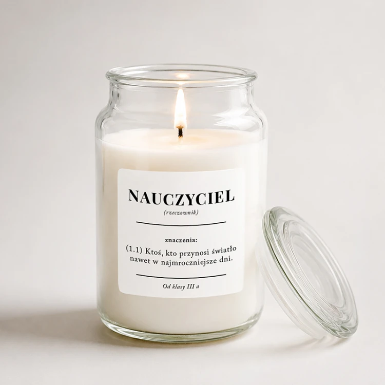 Personalizowana świeca zapachowa dla nauczyciela 340 g.