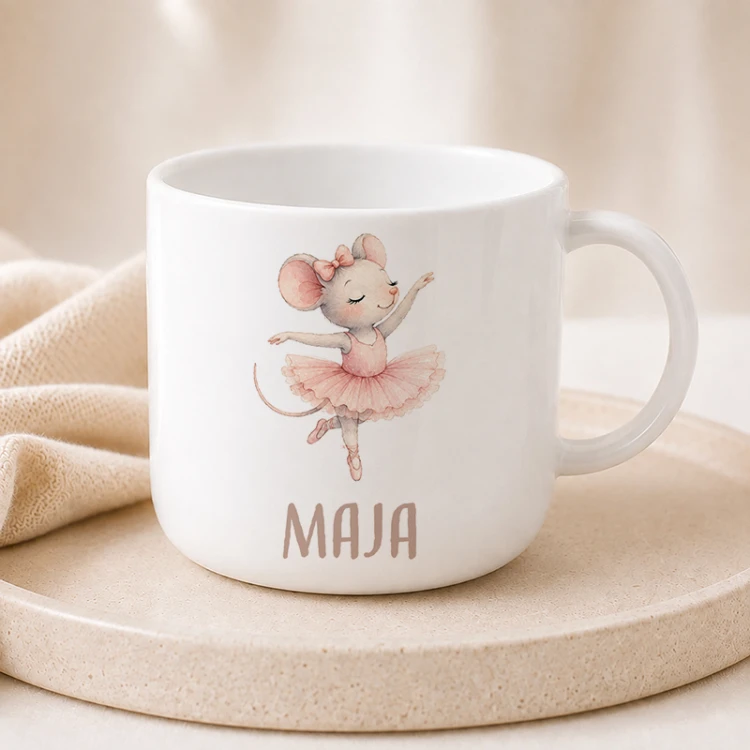 Personalizowany kubek dla dziewczynki z myszką baletnicą