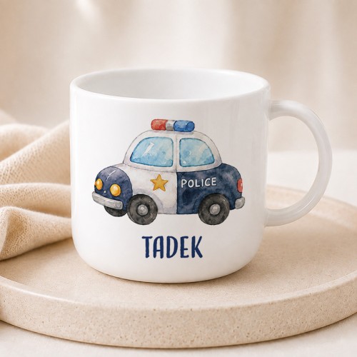 Personalizowany kubek dla chłopca fana policji z imieniem