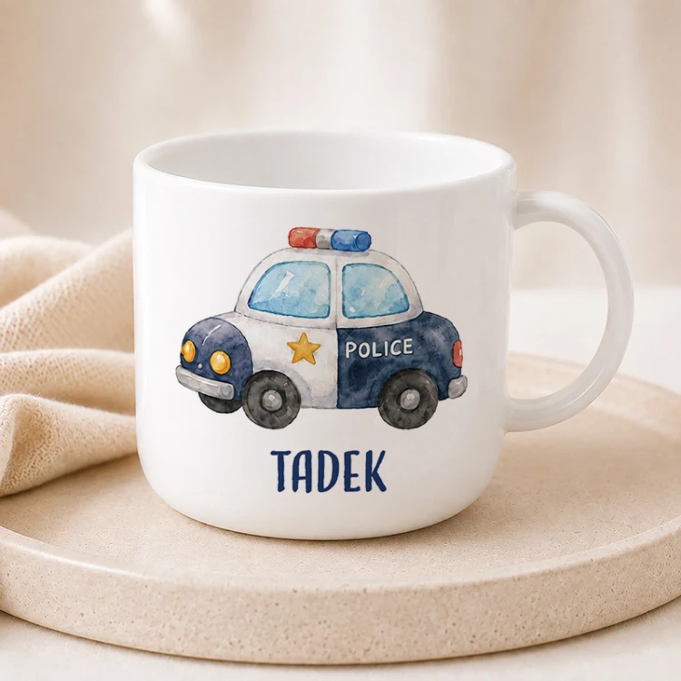 Personalizowany kubek dla chłopca fana policji z imieniem