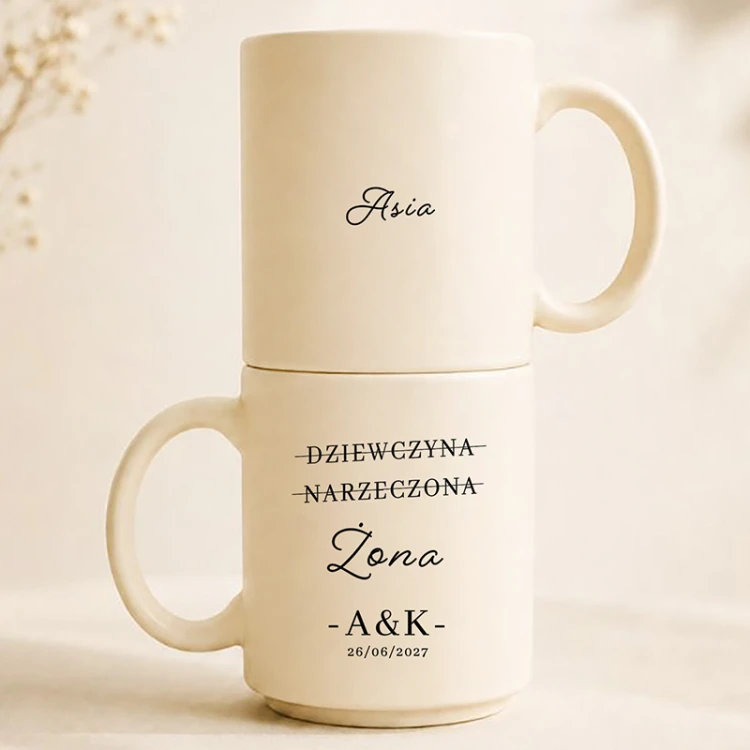 Personalizowany kubek dla Żony jako prezent dla Pary Młodej.
