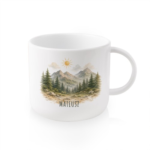 Personalizowany kubek dziecięcy z górami i imieniem