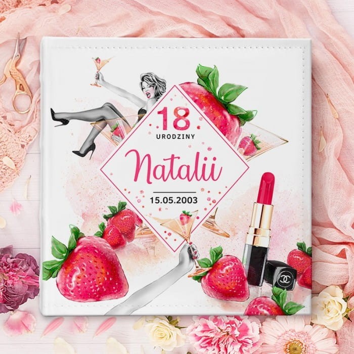 ALBUM na zdjęcia Prezent na 18 Urodziny Szampańska Zabawa PERSONALIZOWANY