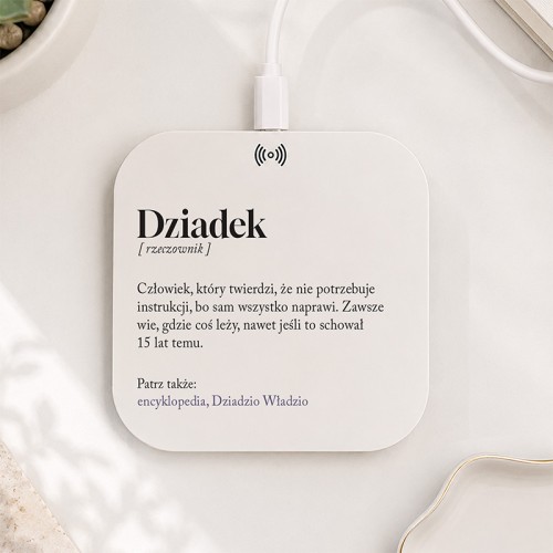 Personalizowana ładowarka indukcyjna z definicją Dziadka na prezent.
