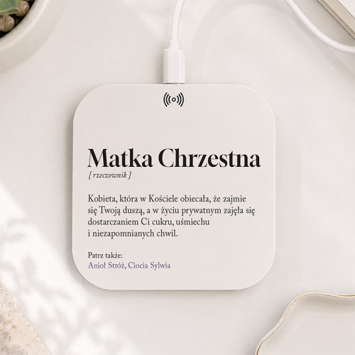 Personalizowana ładowarka indukcyjna z definicją Matki Chrzestnej.