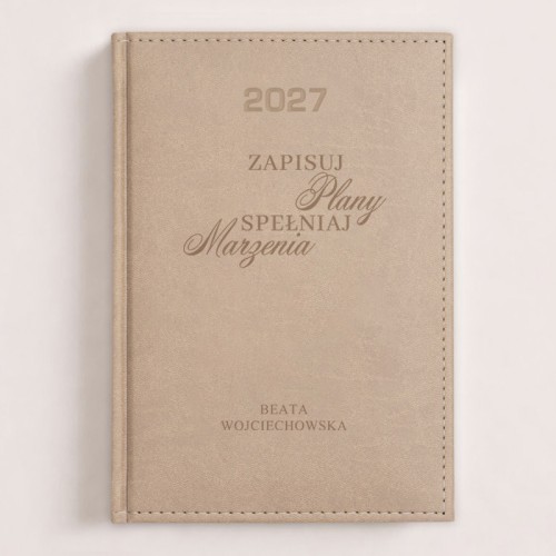 Personalizowany kalendarz książkowy 2027 na zapisywanie planów i marzeń.
