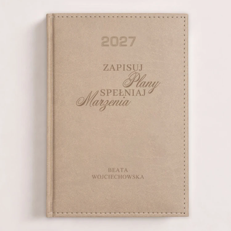 Personalizowany kalendarz książkowy 2027 na zapisywanie planów i marzeń.