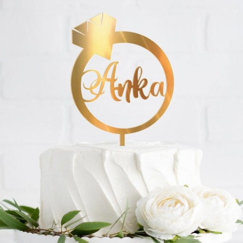 KONTUR topper na tort lustrzany  Bling Ring Z IMIENIEM HIT!